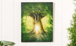 Tree House Wall Plaque Canvas Print With Sentiment 20" High LED Timer Function