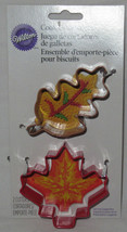 WILTON 3-Piece Cookie Cutter Set Metal AUTUMN Maple Oak Leaves Leaf recipe - $13.98