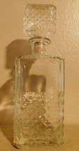 Vintage Clear Diamond Cut Glass Liquor Decanter with Stopper Barware - $14.80