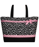 Black And White Polka Dot Tote Bag, Black Pink White Polka Dot Diaper Bag - $93.00