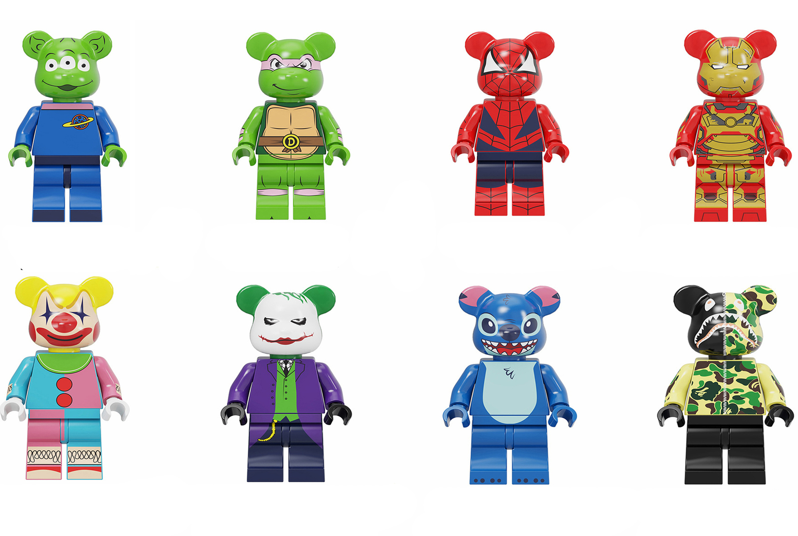 8pcs/set Popbe Bears Bearbrick Toy Collectibles Minifigures