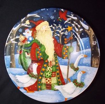 Debi Hron Santa with geese stoneware plate 7.5" Gibson - $7.87
