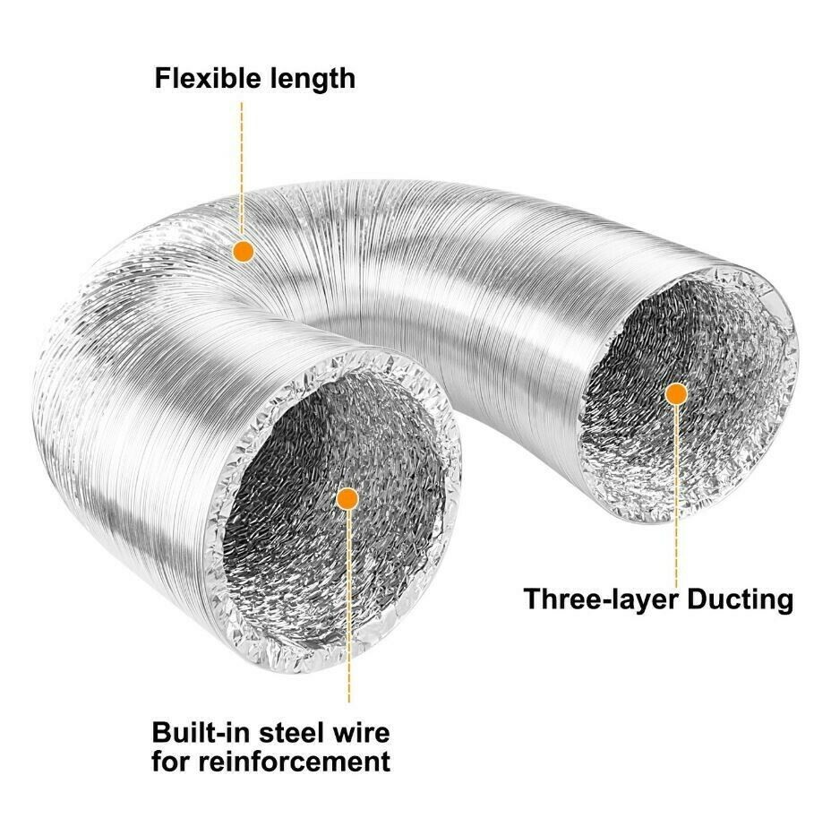Heavy Duty Clothes Dryer Vent Hose Kit with Clamps High Heat Aluminum
