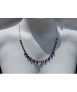 Pretty 18 Inch Amethyst Faceted Briolette Bead Necklace Silver Plate Lin... - $28.80