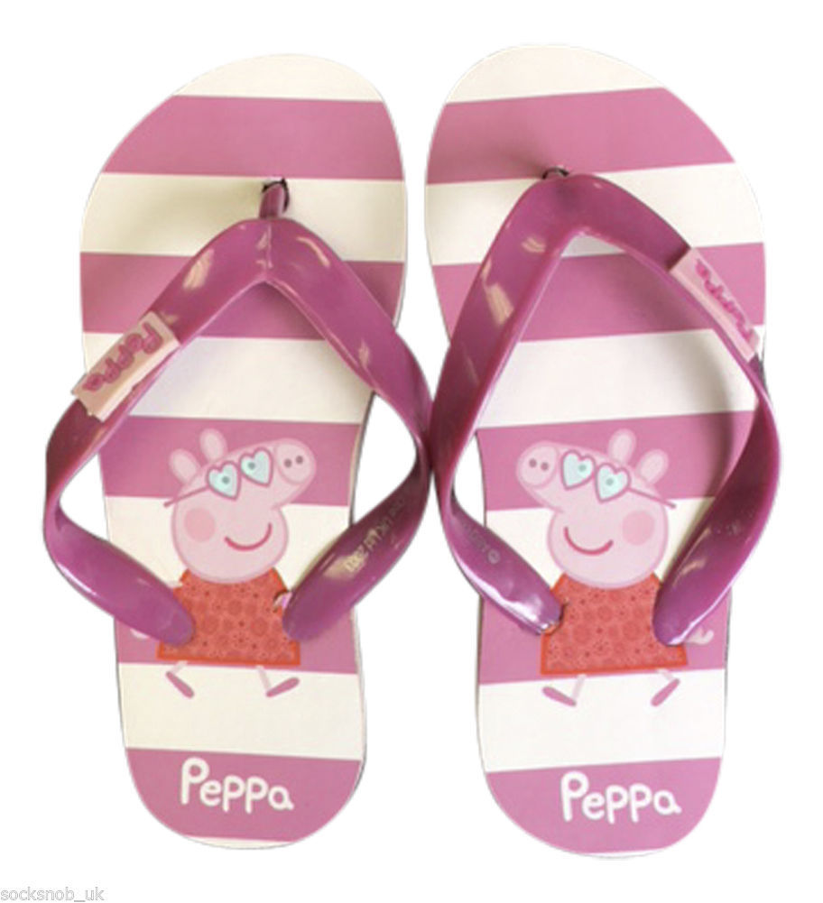 1 Pair Girls Peppa Pig flip flops beach sandals shoes thongs, Pink