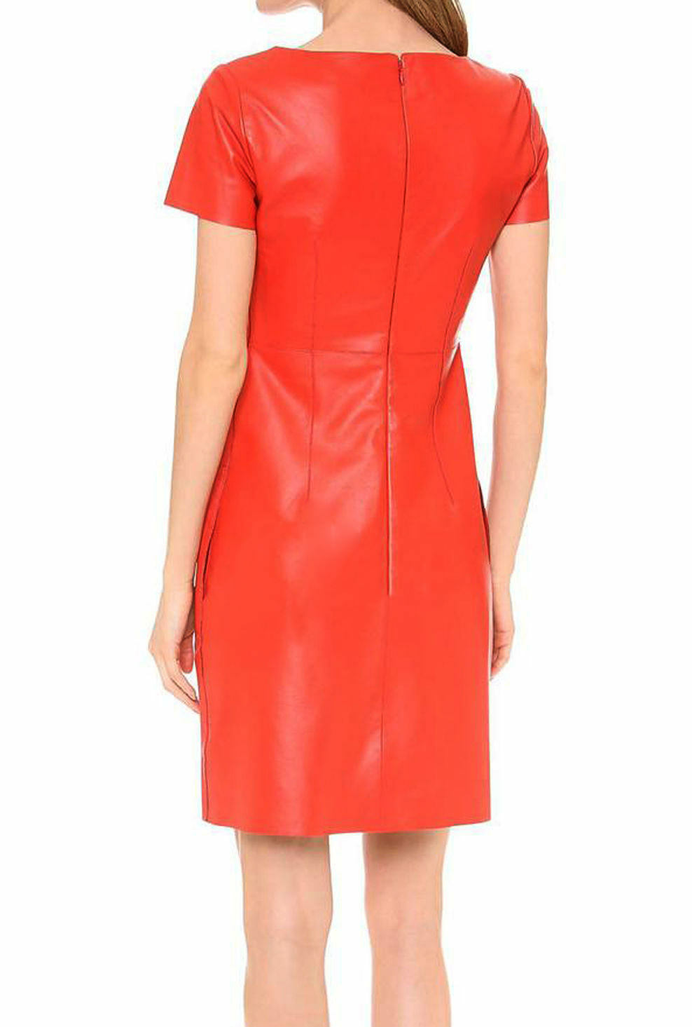 Women Stylish Real Lambskin Genuine Leather Dress Party Wear Celebrity Dress S55 Dresses 