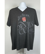 Jim Beam Devils Cut Whiskey V Neck T Shirt Mens XL Black USA Made - $21.73
