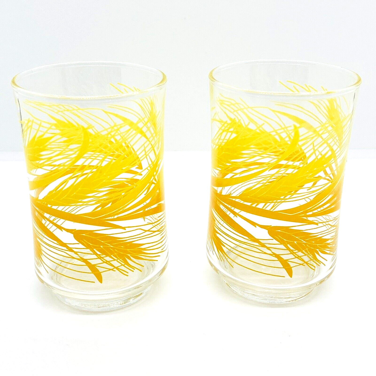 Primary image for Vintage LIBBEY Golden Harvest Wheat 6 Oz Juice Glasses Set of 2 3.75 inch EUC