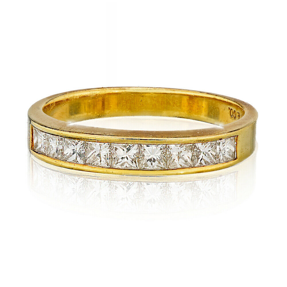 Tiffany Yellow Gold Princess Cut Wedding Band 18K Size 6