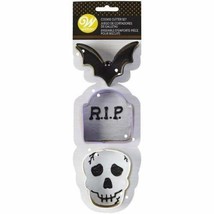 Wilton Cookie Cutters Halloween Metal 3 Pc Bat Tombstone &amp; Skull - $5.94