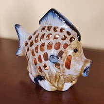 Fish Shaped Luminary, ceramic tealight candle holder, tropical fish figurine