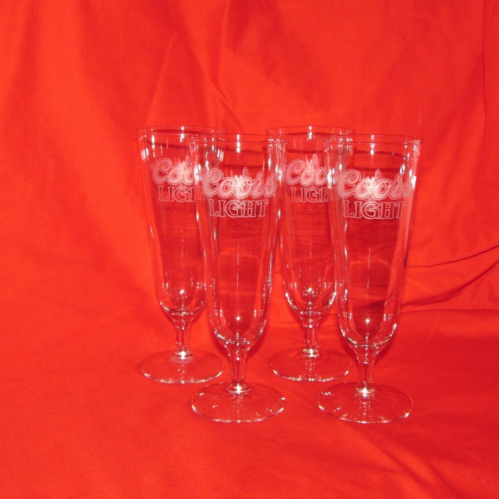 COORS LIGHT DRAFT BEER GLASSES 4 TALL FOOTED PILSENER GLASS 8.25