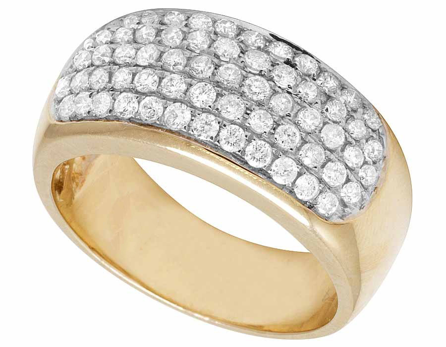 Beautiful Men's 14K Yellow Gold Over Silver Lab Diamond 5 Row Band Ring 1.30ct