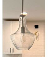Brushed Nickel Clear Seeded Glass Pendant Indoor Light Kichler 42141 Jew... - $121.54