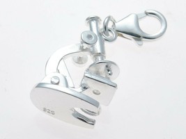 Sterling 925 Solid Silver Microscope Moving Hinged Clip On Charm by Welded Bliss - $34.67