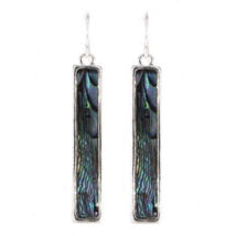 Abalone Rectangle Bar Silver Drop Earrings Fashion Jewelry Gift For Her - $15.81