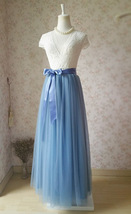 DUSTY BLUE Tulle Maxi Skirt High Waisted Dusty Blue Wedding Skirt (US0-US30) image 4