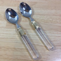 Mikasa Prisma Clear Stainless 2 Teaspoons Gold Band Larry Laslo Vintage ... - $34.58