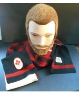 Canada Olympic Patch Red Black Plaid Two Layer Acrylic Scarf Hudsons Bay - $12.53