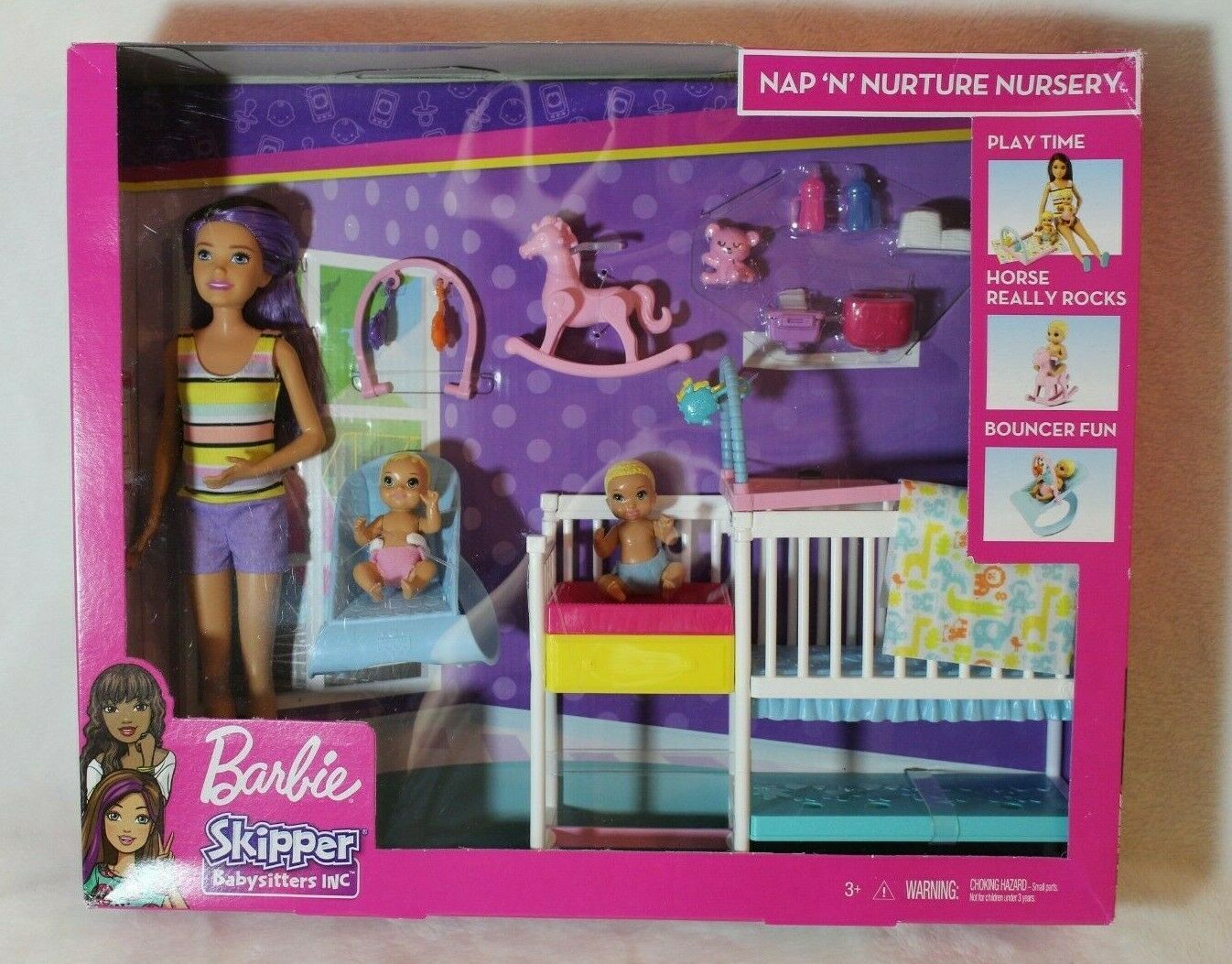 Barbie Skipper Babysitters Inc Playset – Nap 'n Nurture Nursery With Skipper Doll, Twin Babies, Crib & Accessories