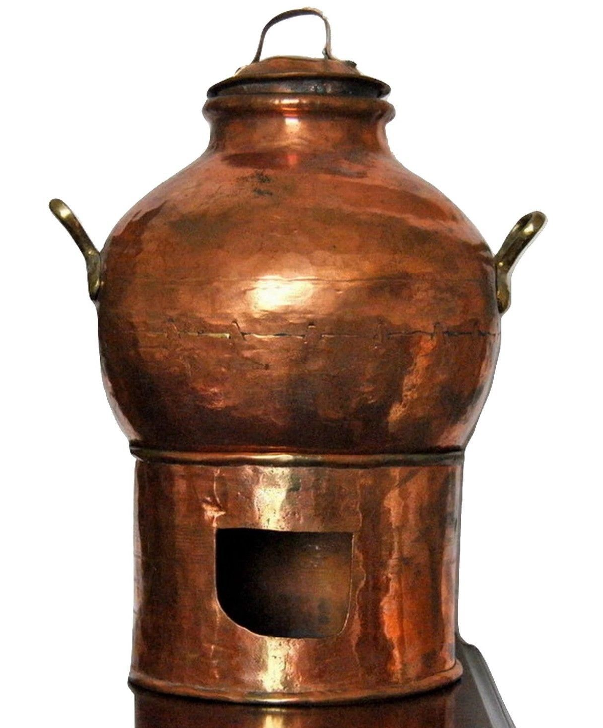 Antique Traditional Copper Egyptian Dish Cooking Bean Pot with Lid and