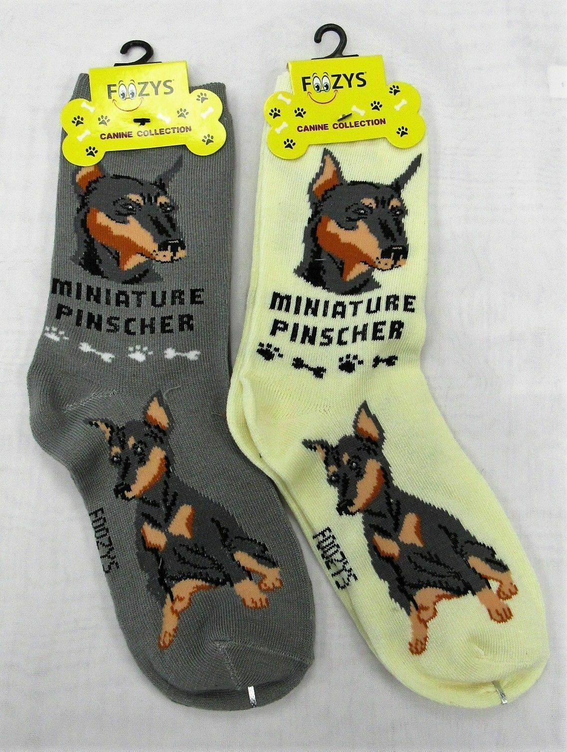 Miniature Pinscher Dog Puppy 2 Pairs Women's Foozys Canine Socks Cute Animal