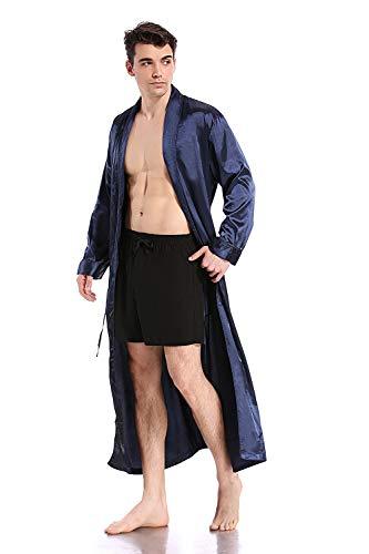 blue silk bathrobe