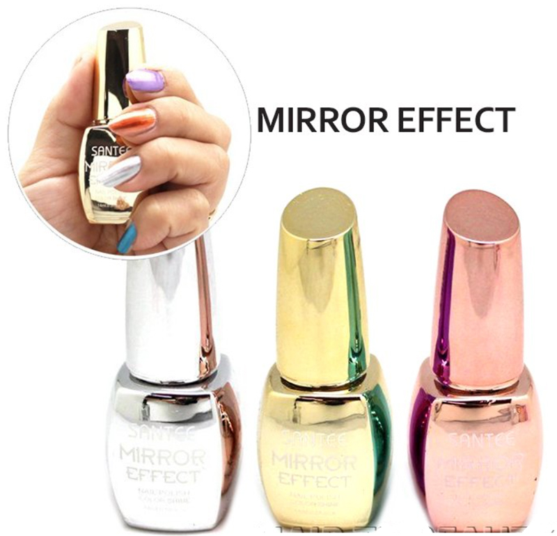Santee Mirror Effect Nail Polish Silver,Gold & Champagne Color 14ml