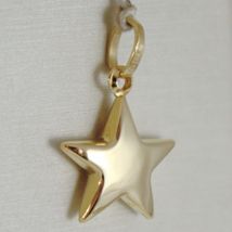 18K YELLOW GOLD ROUNDED STAR PENDANT CHARM 20 MM WORKED & SMOOTH, MADE IN ITALY image 3