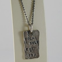 925 Burnished Silver Necklace Plate "Can Fly Only Those Who Risk" Made In Italy - $104.30