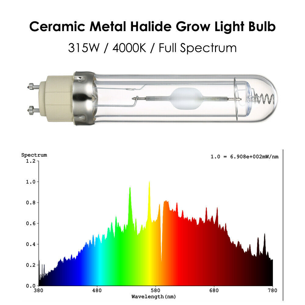 315W 4000K Horticultural Metal Halide Grow Light Bulb Full Spectrum Lamp Y4Z8 Hydroponics