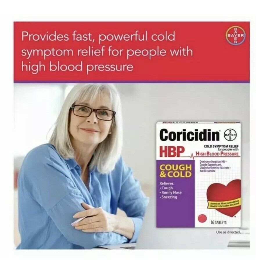 CORICIDIN HBP Cough & Cold Antihistamine 16 Tablets Cough, Cold & Flu