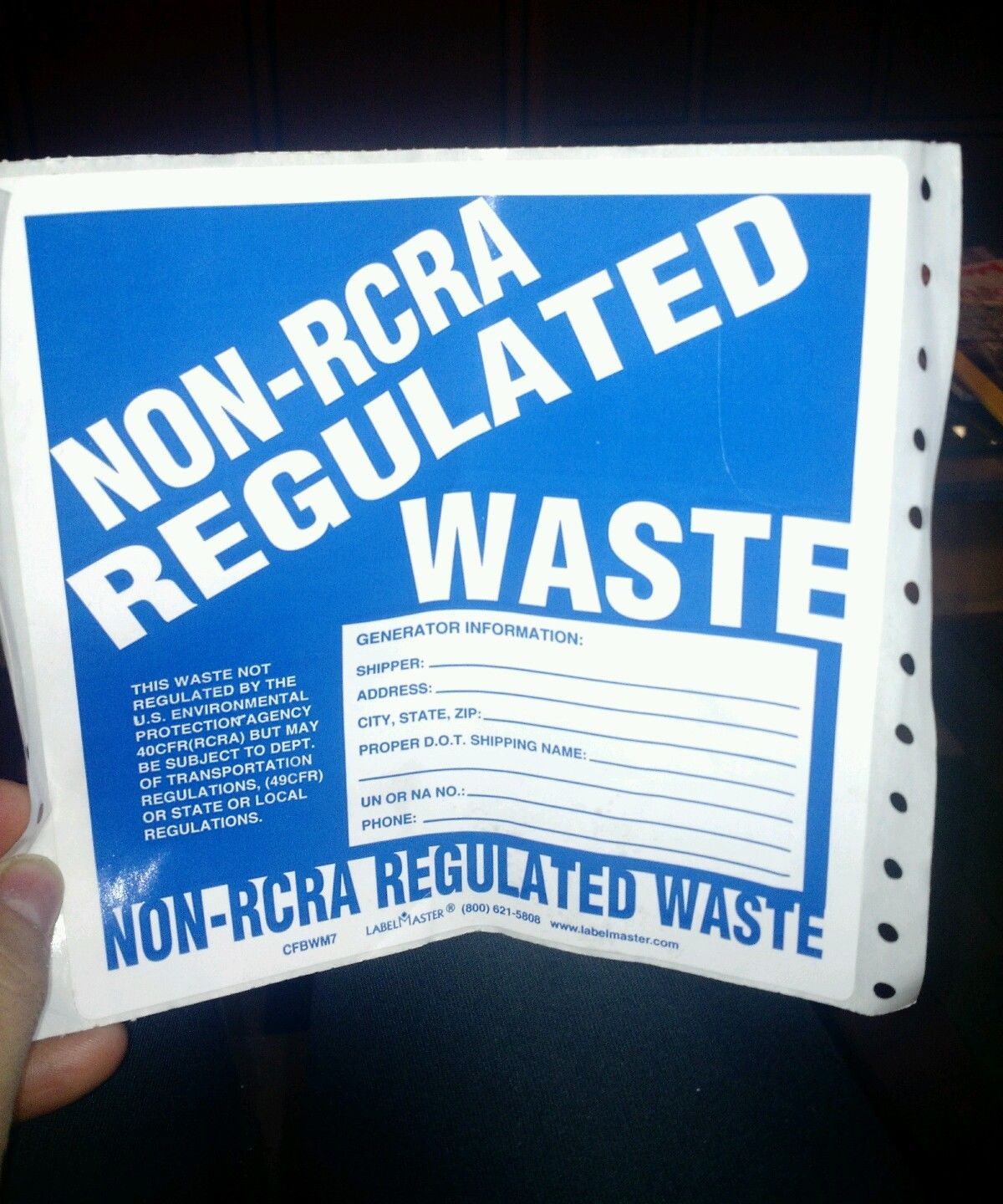 MHZW14PSL Non Regulated Waste Label, 6" rcra PK 500 stickers vinyl Blank Labels