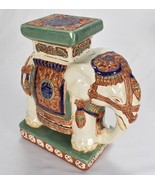 Vintage Asian Style Ceramic Glazed Elephant Statue Plant Stand Book End ... - $106.92