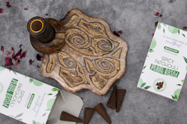 Mango Wood Backflow Incense Cone Burner + Box of Cones - FLOWER GARDEN (D) - $16.50