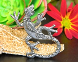 Lizard gecko tie tack lapel pin southwest signed hf pewter figural thumb200