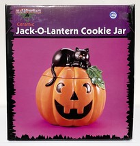 Vintage Wal-Mart JACK-O-LANTERN w/ BLACK CAT Cookie Jar NEW Halloween Pu... - $59.38