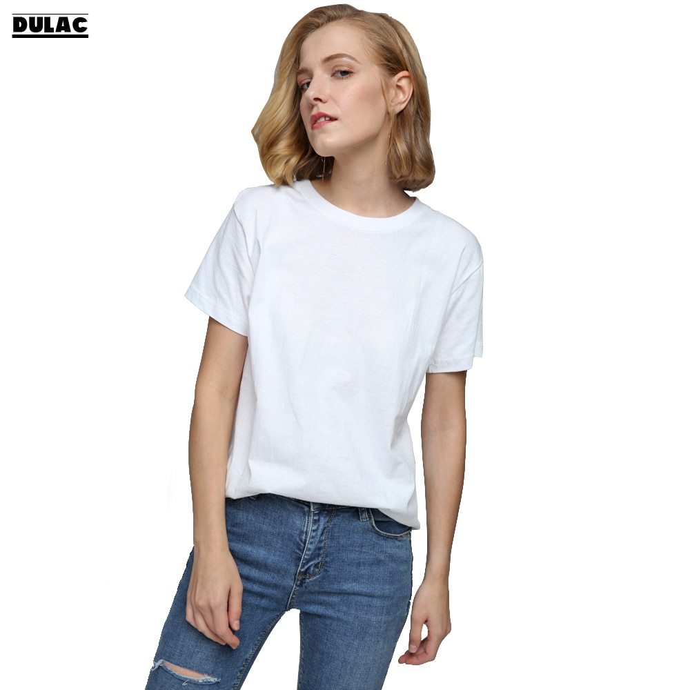 Summer Fashion Sheer Solid Women White Black Cotton T Shirt Basic T ...