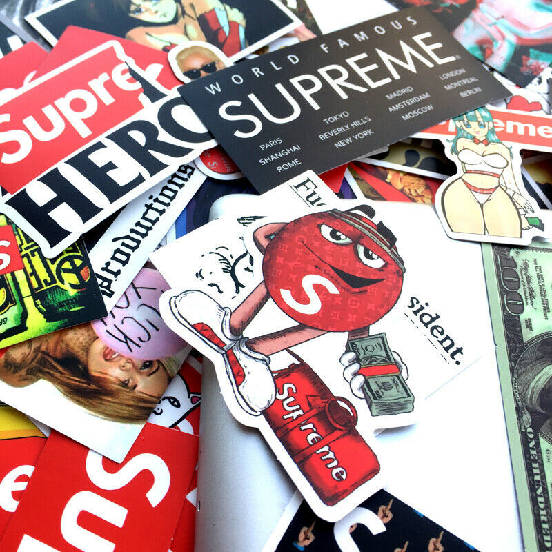50 Supreme Hypebeast Stickers for Hydro Flasks, Laptops, Skateboards