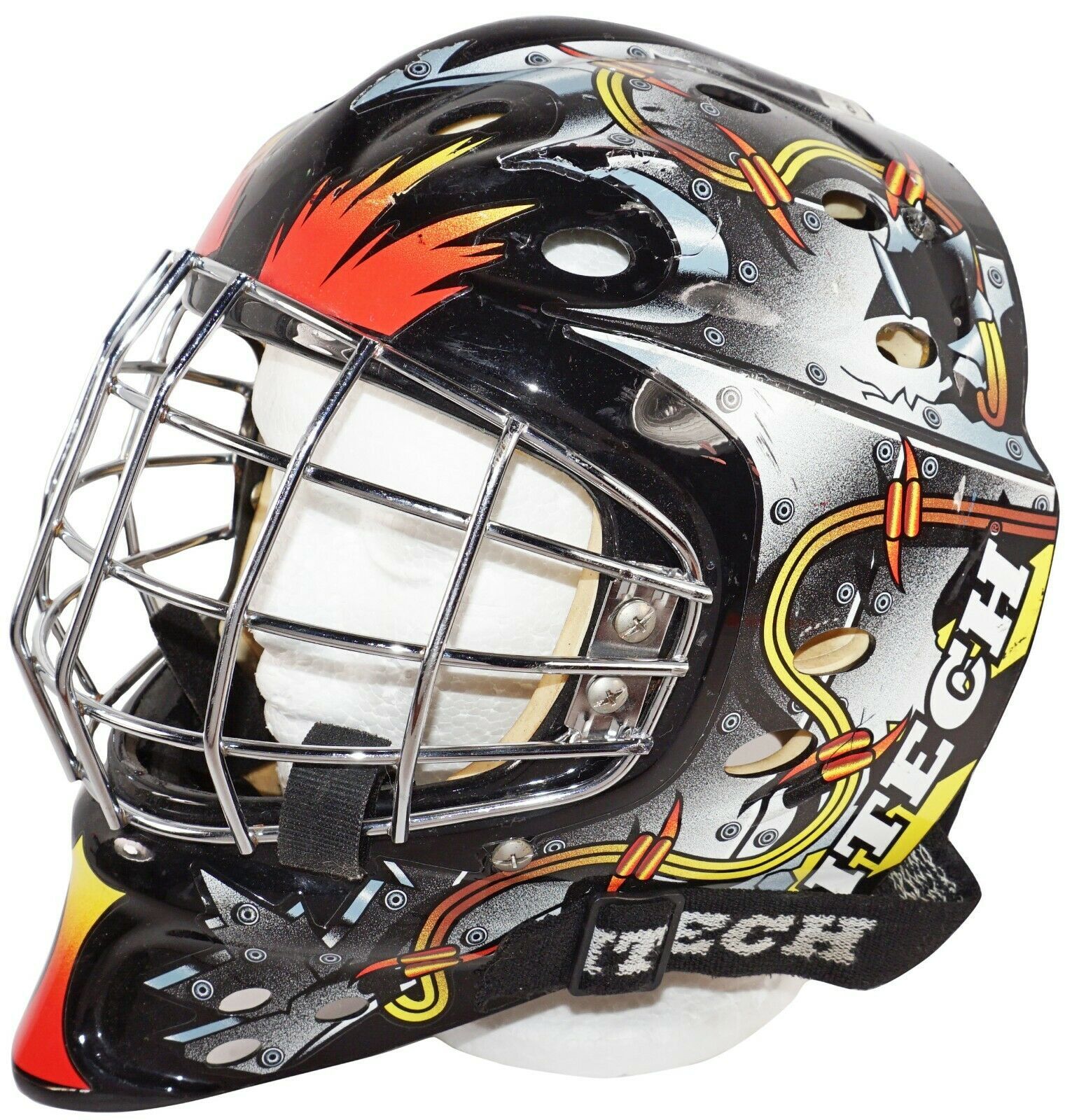 ITECH PROFILE 1000 CHAOS HOCKEY JR GOALIE MASK GOAL GEAR JUNIOR SIZE USED 2002 Helmets