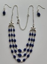 Avon Multi Row Blue Bead necklace Gift Set Necklace and Earrings In Box /19 - $24.99