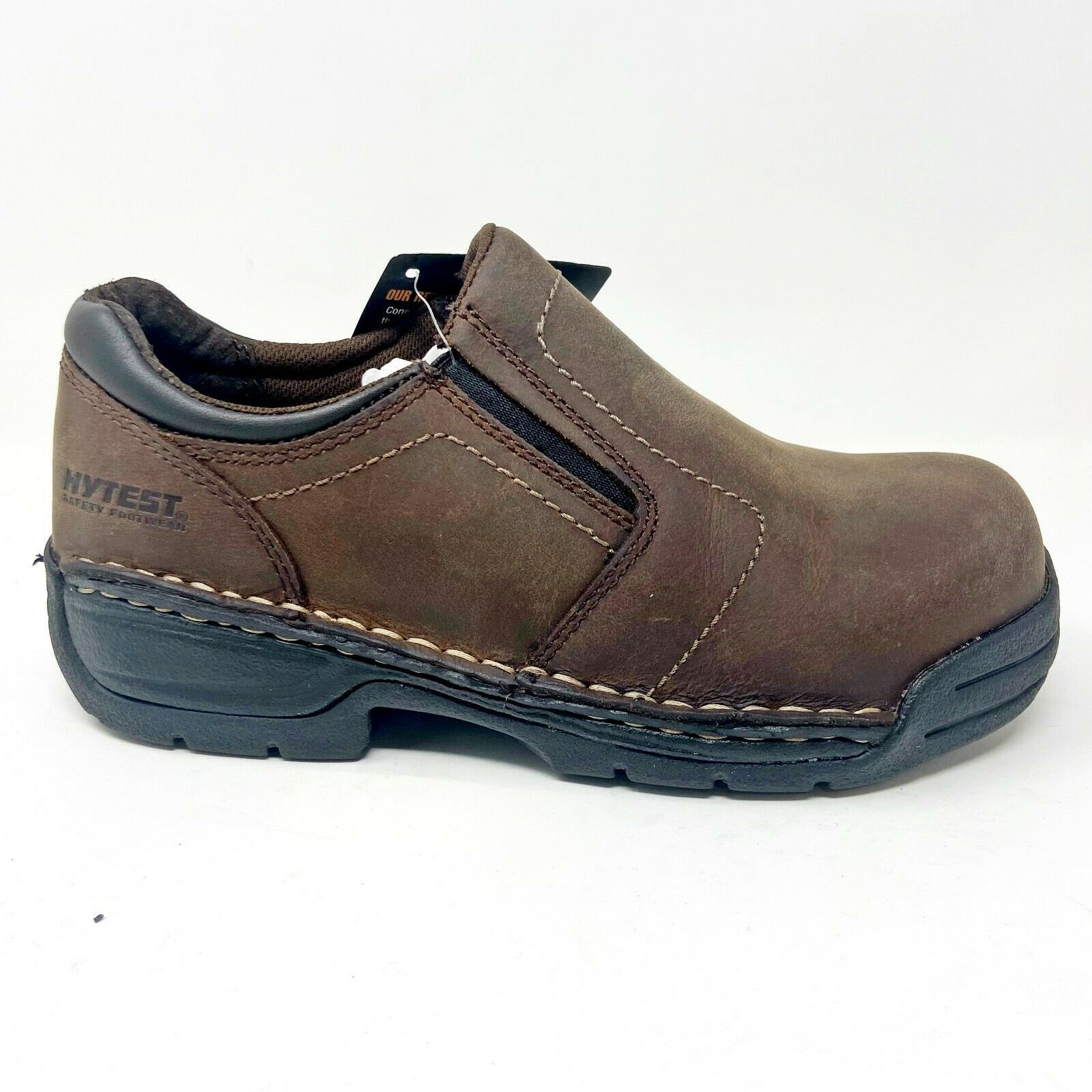 Hytest Opanka Slip On Steel Toe EH Brown Womens Leather Work Shoes K17141