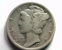 1921 MERCURY DIME FINE / VERY FINE F/VF NICE ORIGINAL COIN BOBS COINS FA... - $195.00