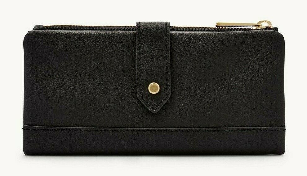 NWT Fossil Lainie clutch Leather wallet Black