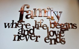 Family where life begins and love never ends metal wall decor - $48.98