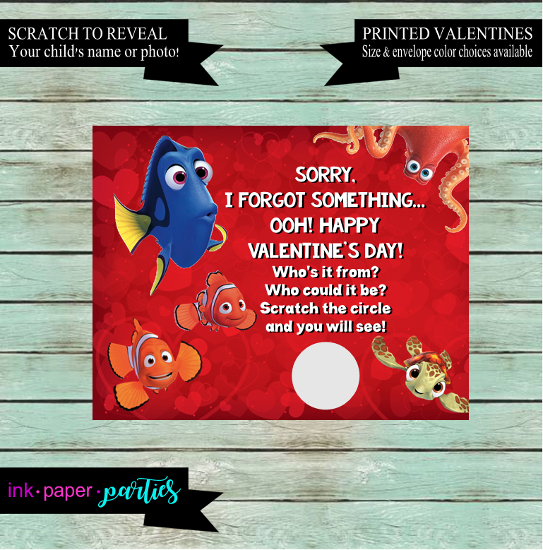 Finding Nemo Dory Valentine's Day Kids Scratch Off Cards Party Favors ...