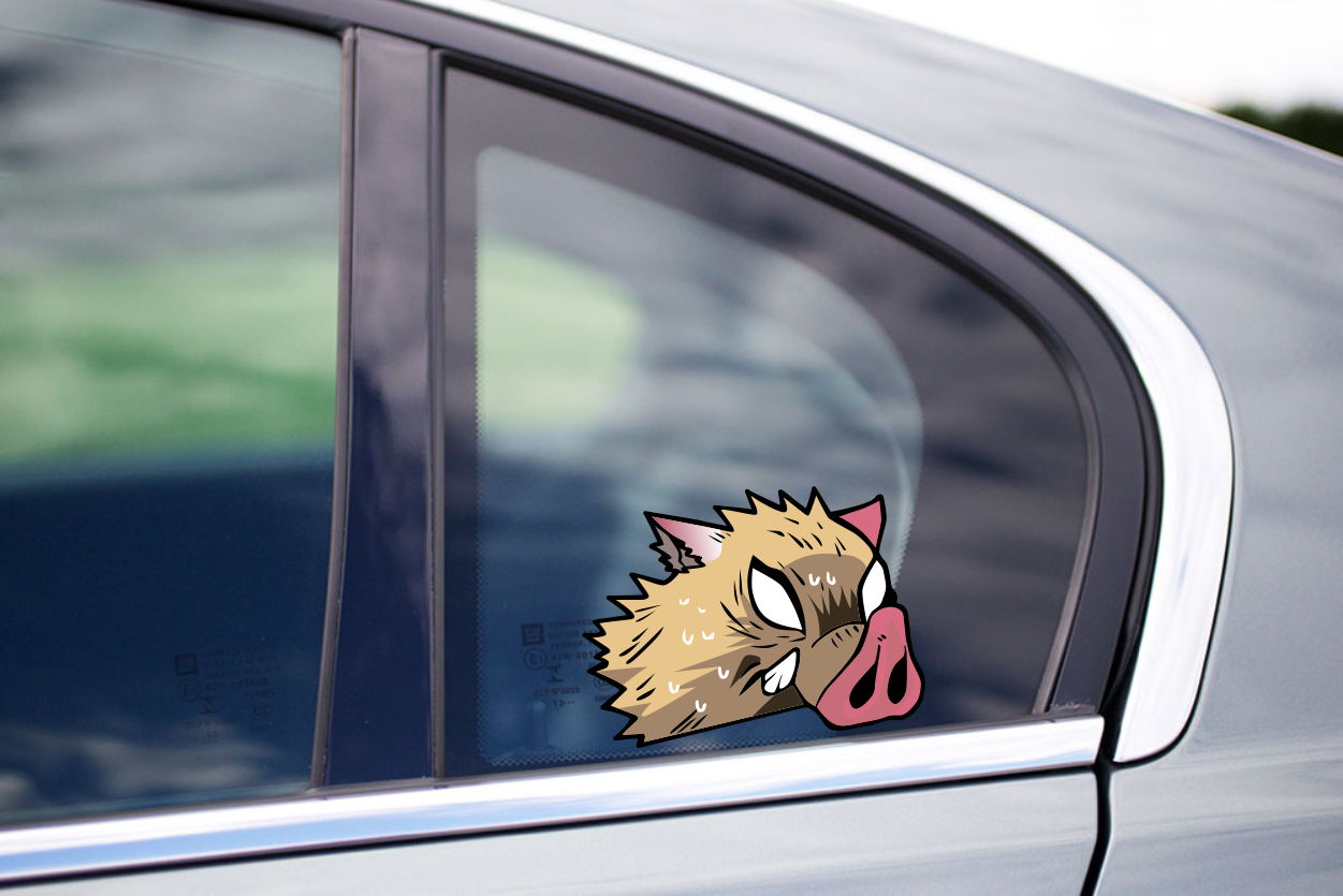 Inosuke Peeking Peek Car Bumper Window Vinyl Decal Anime Stickers Demon Slayer