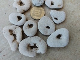10 small Medium Beach Natural Pebbles Stone Rock with holes WOW from Isr... - $4.67