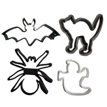 Spooky Creatures Halloween Ghost Bat Spider Set Of 4 Cookie Cutters USA ... - $6.99