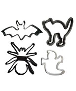 Spooky Creatures Halloween Ghost Bat Spider Set Of 4 Cookie Cutters USA ... - $6.99